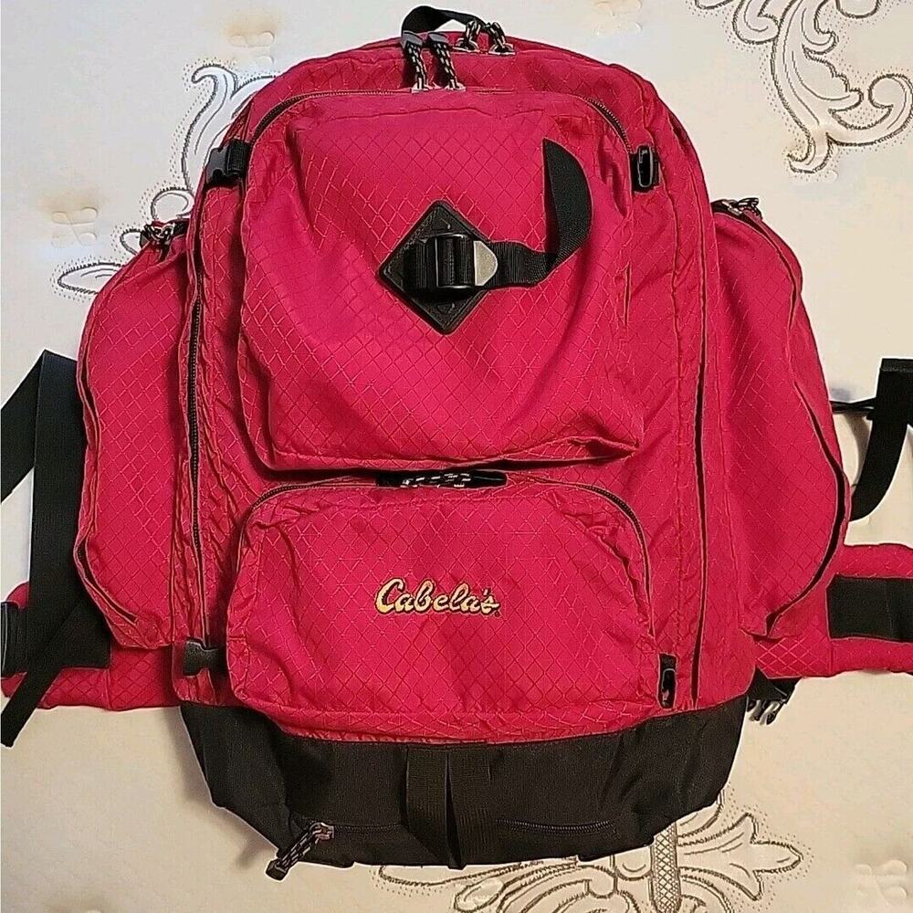 Cabela’s Large Hiking Camping Multi-Day Backpack Lumbar Support Rain Cover